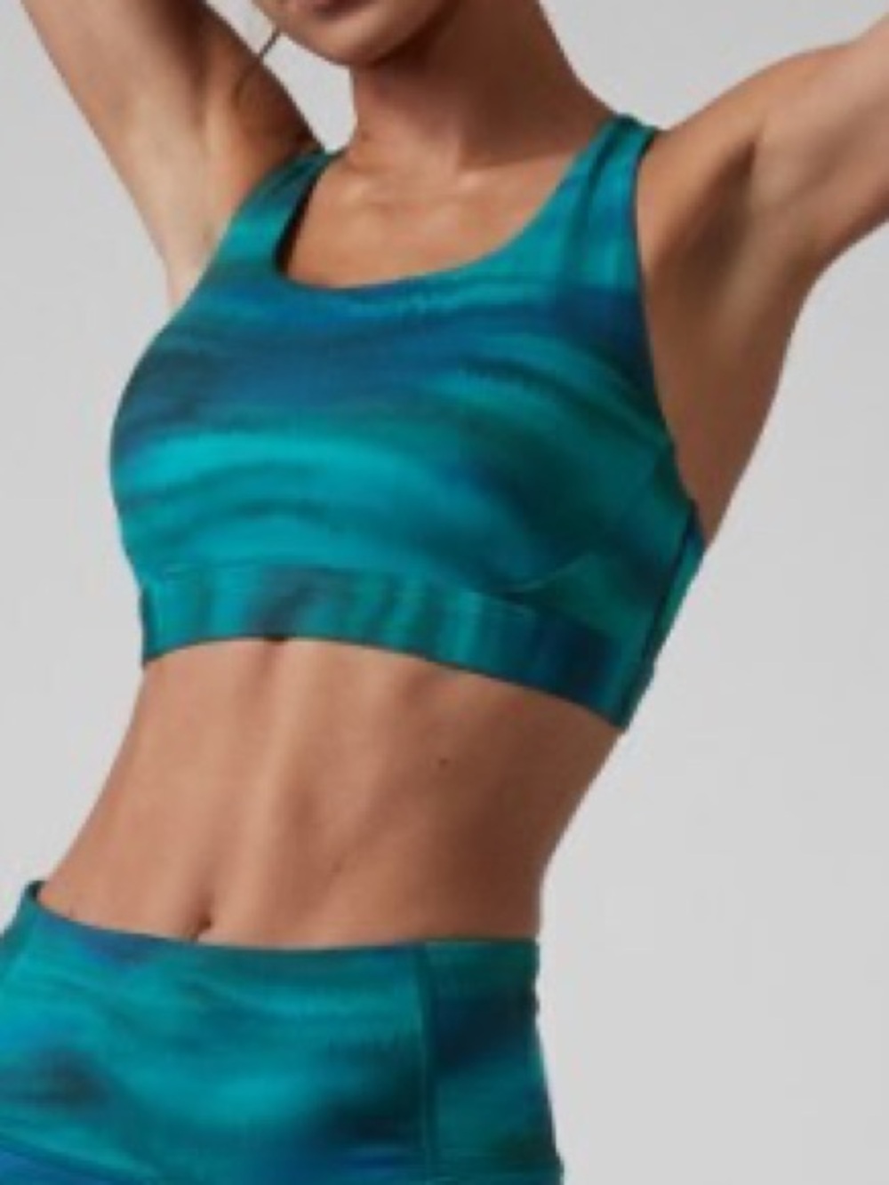 Athleta Ultimate Printed Sports Bra Blue Teal Abstract Print Size XS